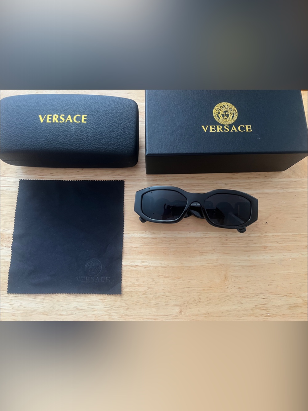 Versace Black Sunglasses with Black Case and Box